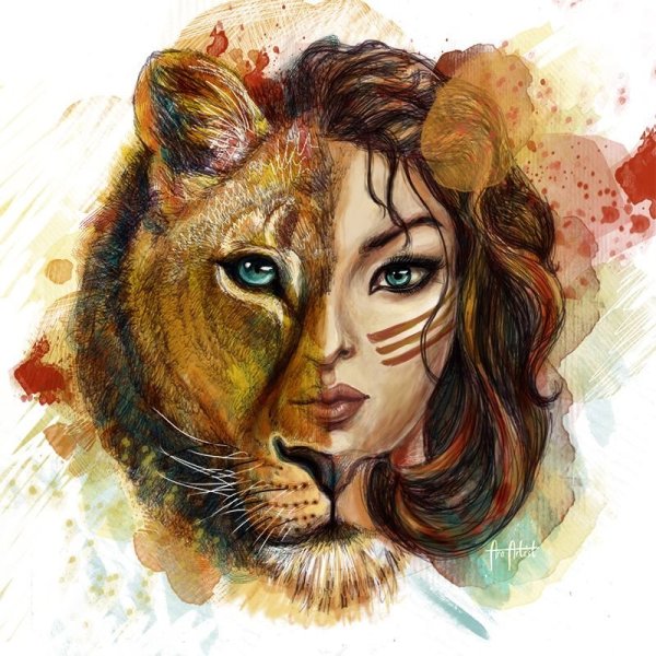 Лев и Львенок нарисованные