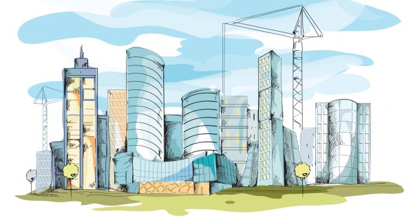 Строящийся город вектор