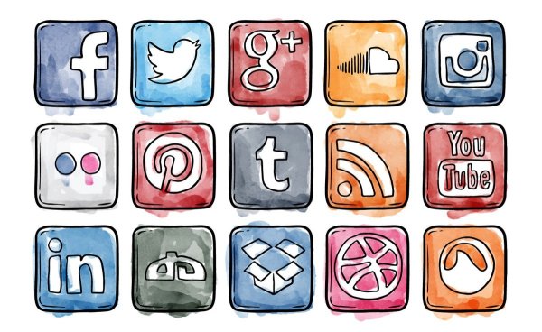 Иконки социальных сетей Рисованные