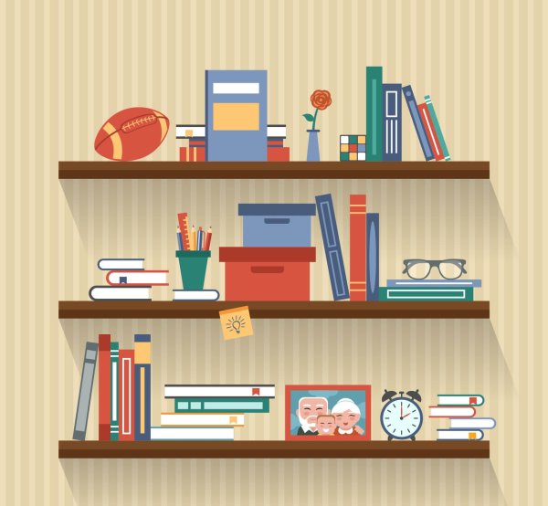 Полки с книгами рисунок