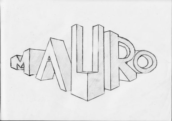 Объёмные надписи карандашом