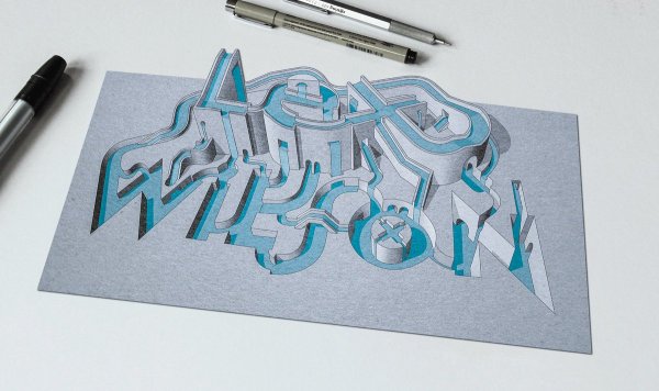 Объемные буквы на бумаге