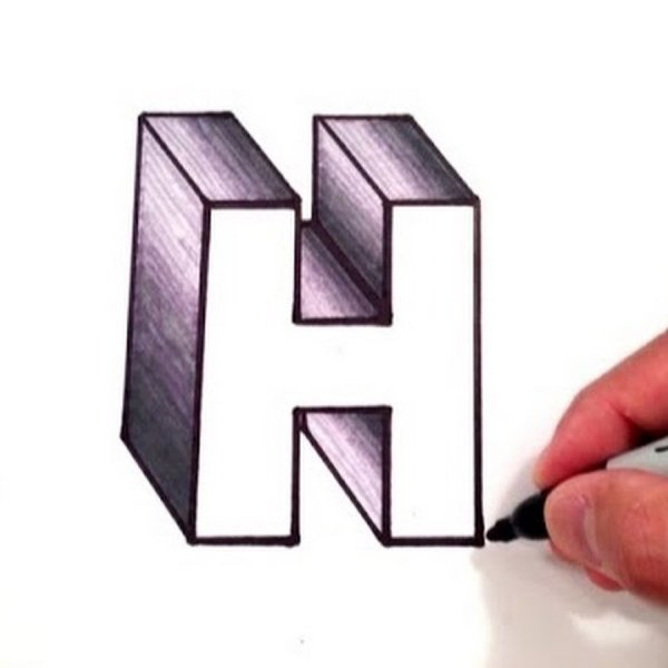 Объемная буква н