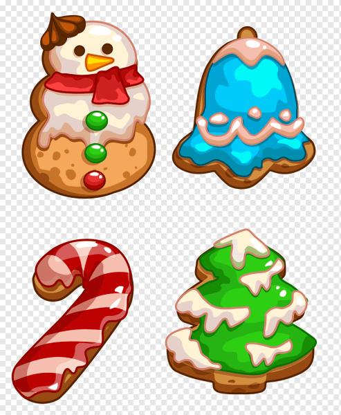 Новогодние сладости на прозрачном фоне