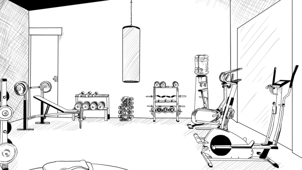 Раскраска спортивный зал