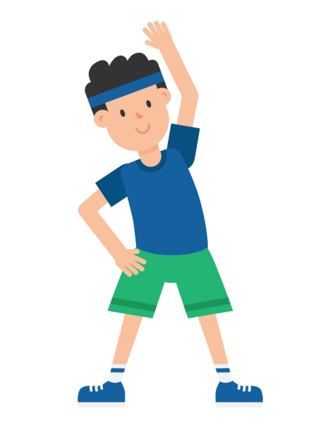 Человечек занимается спортом