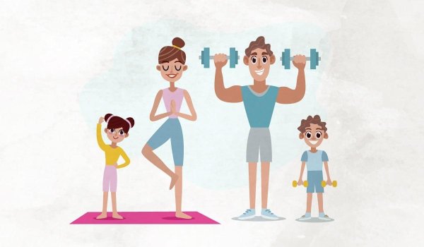 Семья занимается спортом