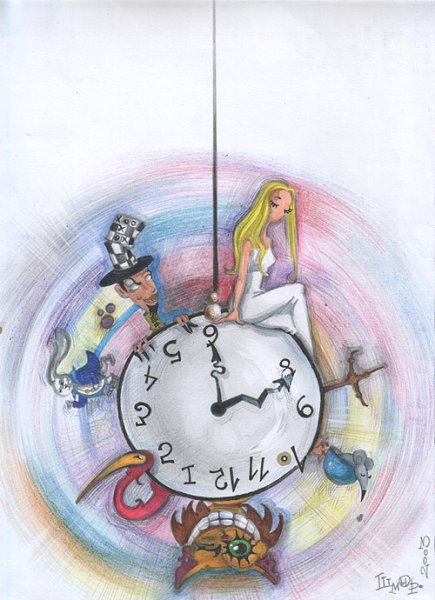 Нарисованные часы цветные