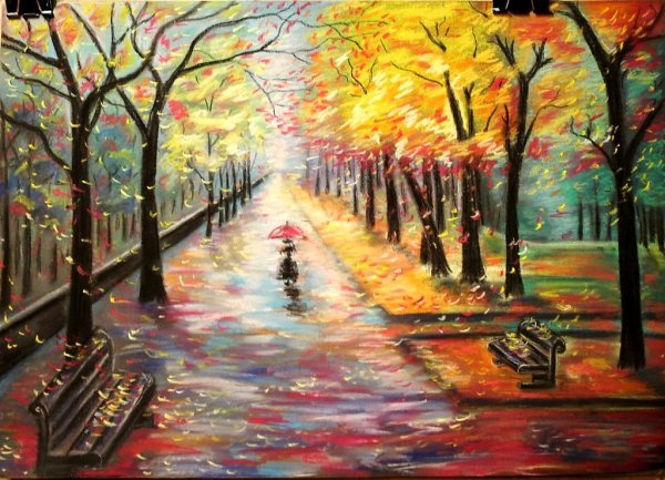 Осенний парк пастелью