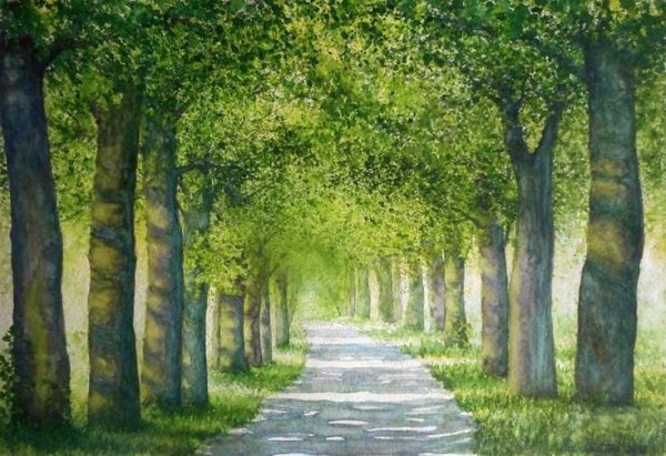 Липовая аллея акварель