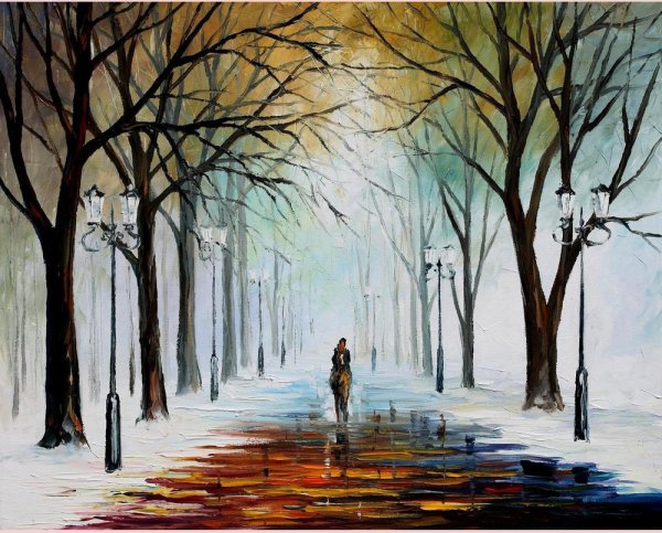 Leonid Afremov зимний парк картина
