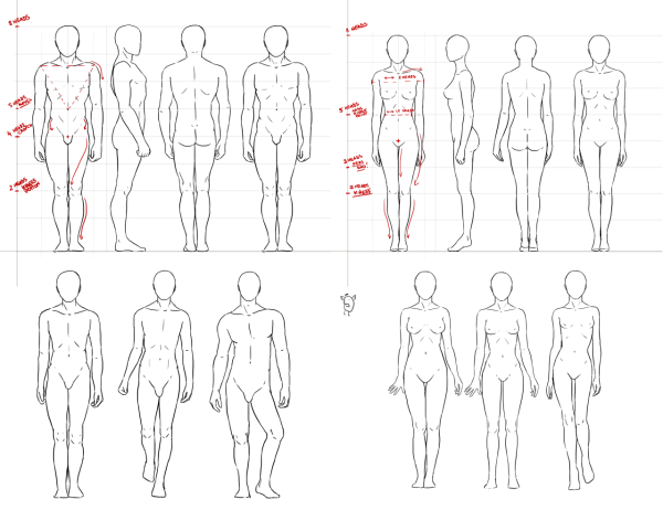 Тело в профиль референс