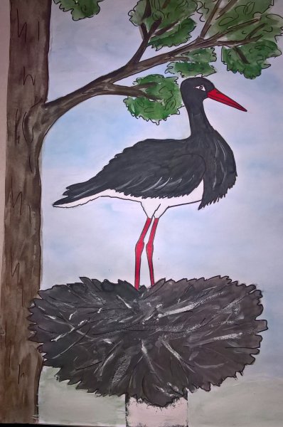 Аппликация Аист черный