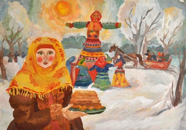 Масленица детские рисунки