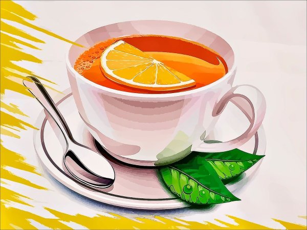 Кружка кофе акварелью