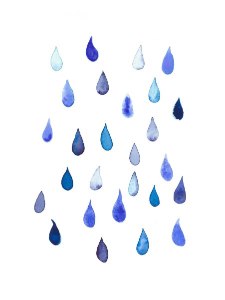 Капли дождя акварель