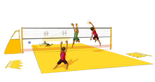 Волейбольная площадка на белом фоне