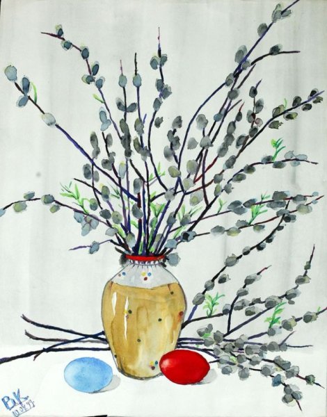 Верба акварель