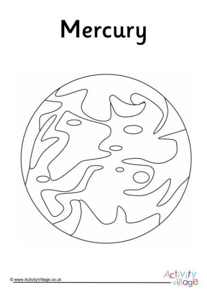 Раскраски планеты солнечной системы для детей Меркурий