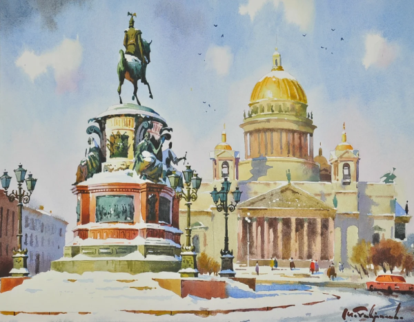 Акварель Санкт-Петербург Исакиевский собор
