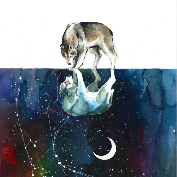 Олень гуашью