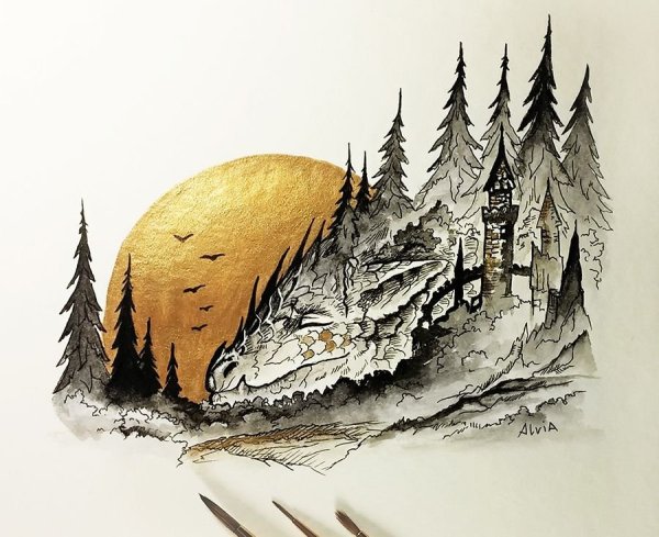 Мистические картины гуашью