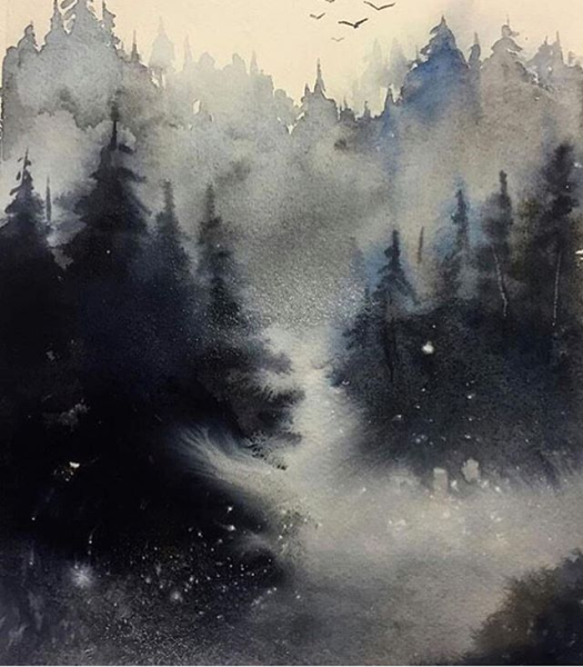 Мифологические существа акварель