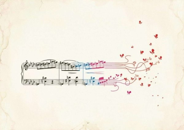 Акварельный фон с нотами