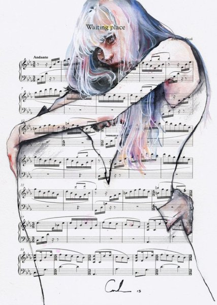 Ноты акварель