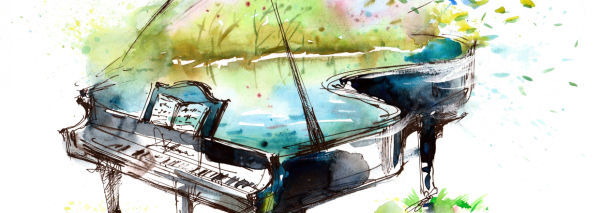 Рояль акварель