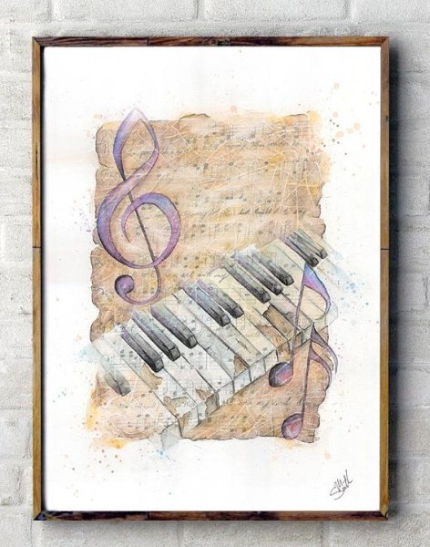 Фортепиано акварель