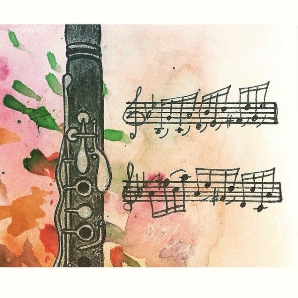 Ноты рисунок акварелью