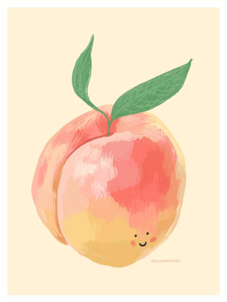 Нектарин акварелью