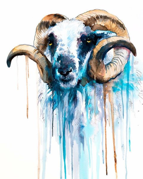 Козел акварель