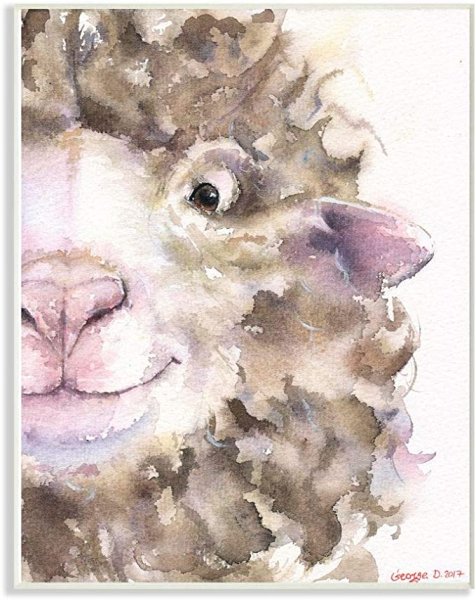 Овечка акварелью