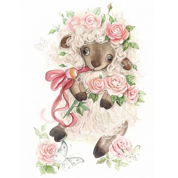 Овца иллюстрация акварель