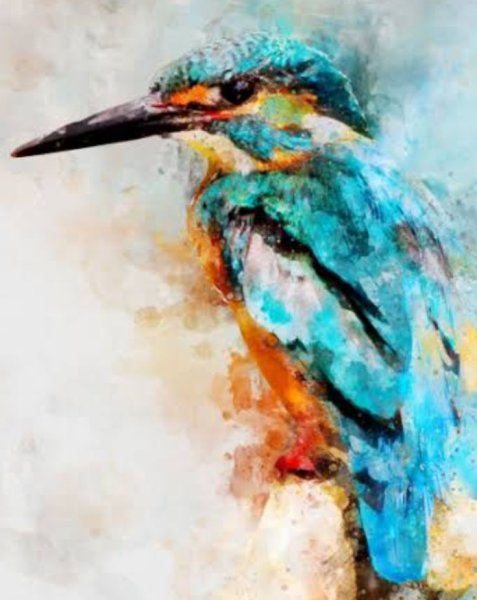 Зимородок акварелью