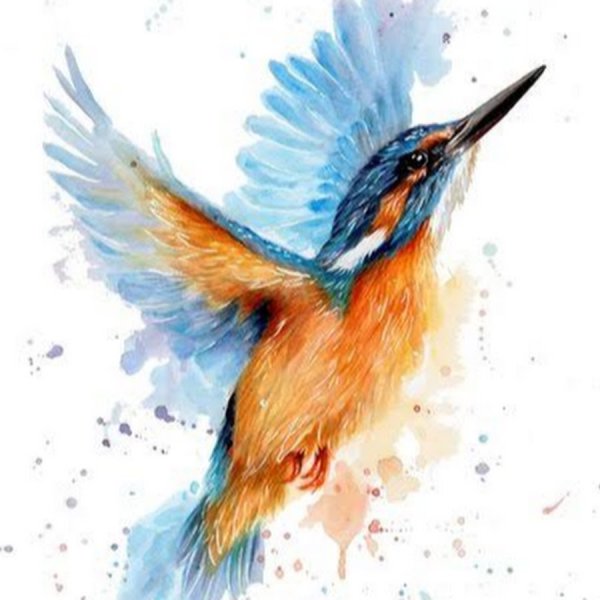 Зимородок акварелью