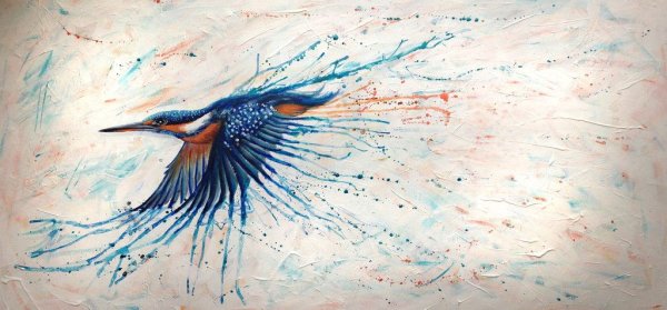 Зимородок акварелью