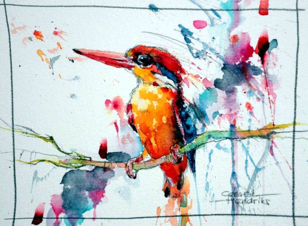 Рисунки птиц акварелью для начинающих