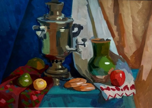 Натюрморт с самоваром акварель