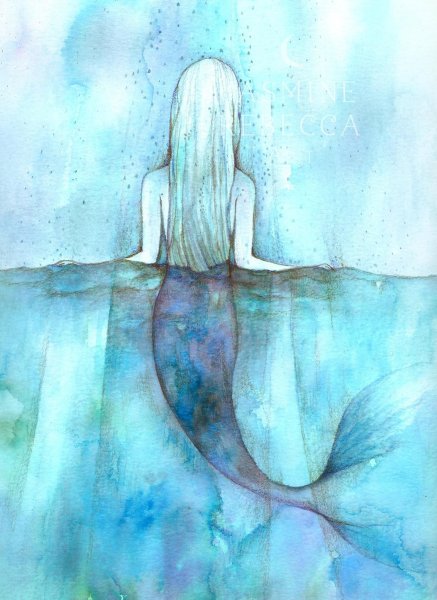 Русалки акварелью для детей