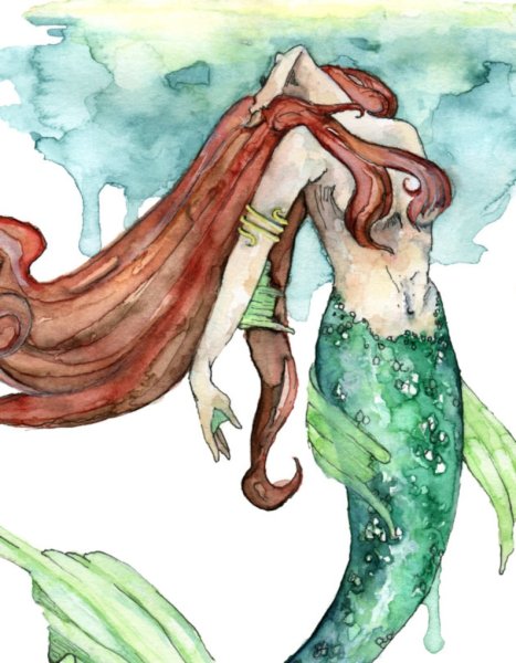 Русалочка акварель
