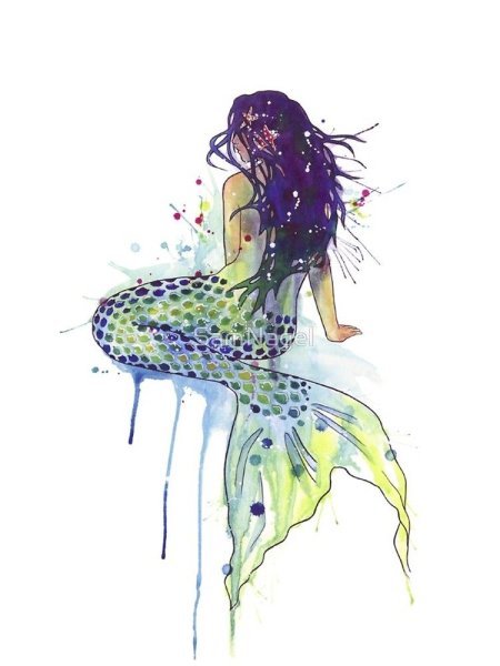 Русалочка акварель