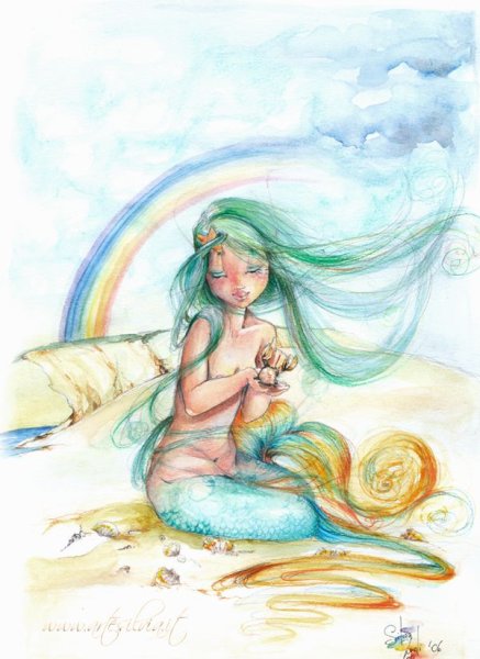 Русалка гуашью