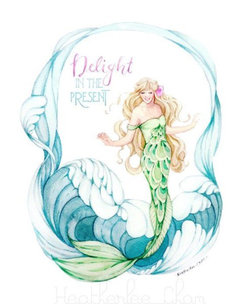 Русалка акварель