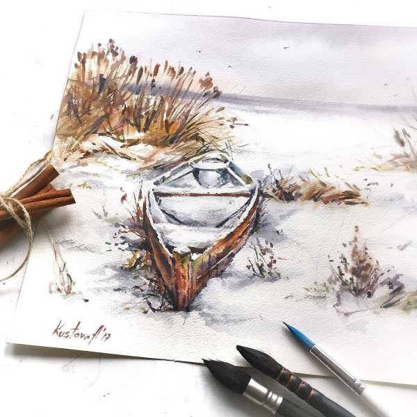 Пионы скетчинг акварель