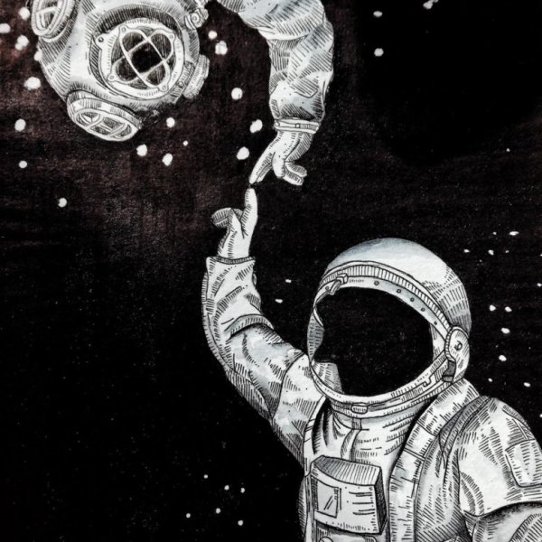 Космонавт акварель