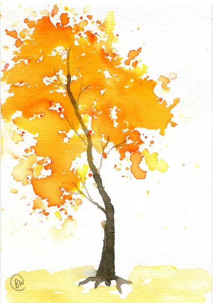 Зарисовки деревьев акварелью