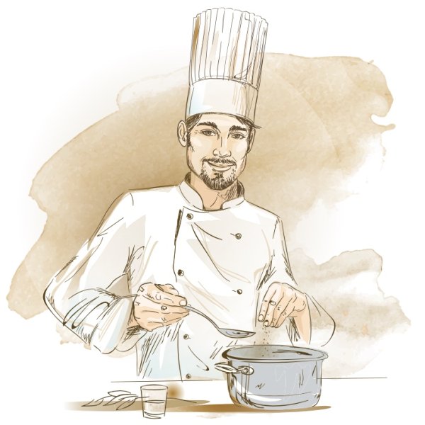 Рисуем повара акварелью